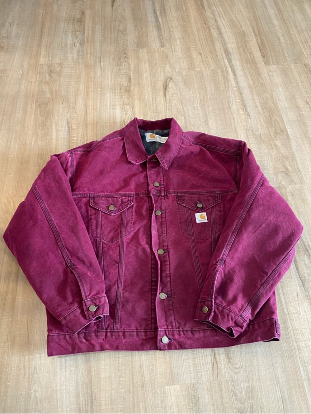 Carhartt Vintage RARE JB181 RBY Ruby Trucker Jacket Blanket Lined